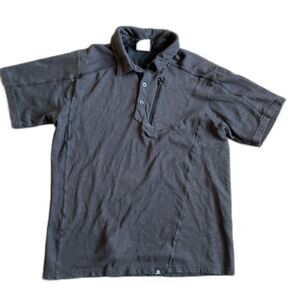 Saloman Grey Short Sleeve Polo Zipper Detail Medium